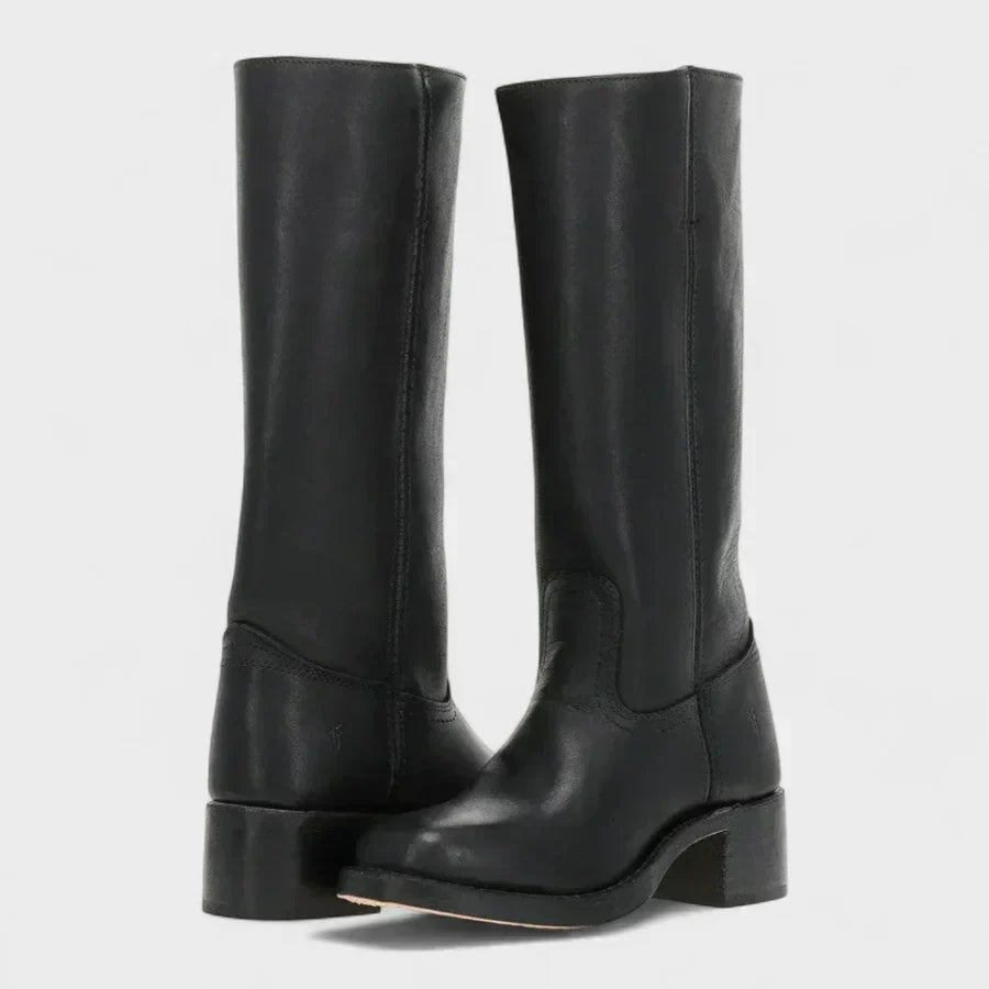 Women's Knee-High Boots with Non-Slip Sole - Black