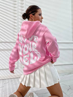 Women's Hoodie with Drawstring Hood and Front Kangaroo Pocket - Pink