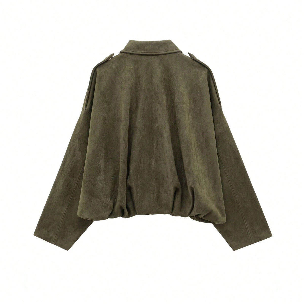 Women's Oversized Bomber Jacket with Stand Collar - 2