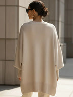 Women's Oversized Jumper with Round Neck and Ribbed Trims - 4