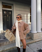 Women's Oversized Shirt Jacket with Button Front - 2