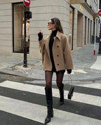Women's Oversized Shirt Jacket with Button Front - 3