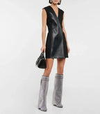 Women's Sparkly Wedge Boots with Crystal-Look Embellishment - 6