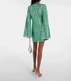 Women's Sequin Mini Dress with V-Neck and Ring Detail - 6