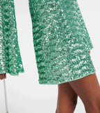 Women's Sequin Mini Dress with V-Neck and Ring Detail - 9