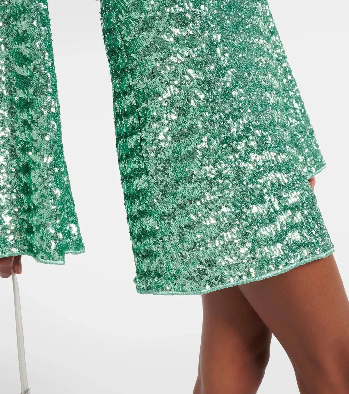 Women's Sequin Mini Dress with V-Neck and Ring Detail - 9
