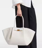 Women's Structured Tote Bag with Gold-Tone Clasp - 13