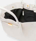 Women's Structured Tote Bag with Gold-Tone Clasp - 14