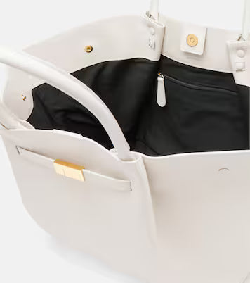 Women's Structured Tote Bag with Gold-Tone Clasp - 14