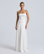 Women's Evening Maxi Dress with Lace-Up Back and Structured Bodice - 6