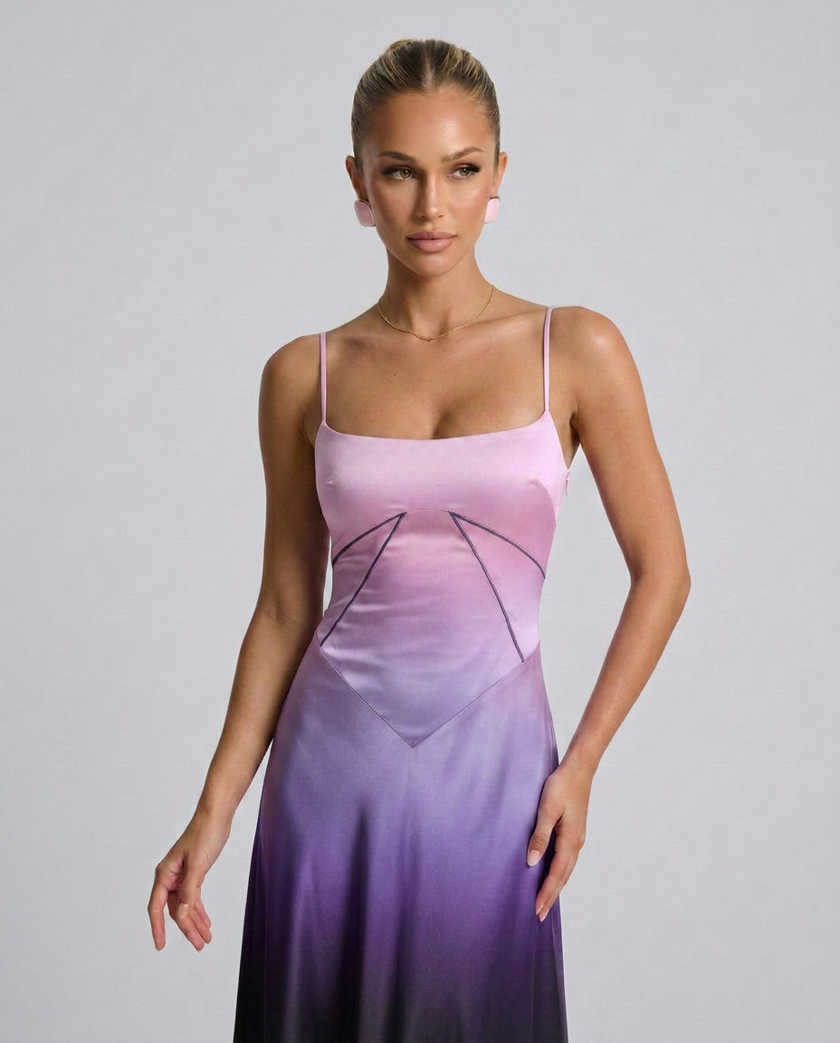 Women's Evening Maxi Dress with Lace-Up Back and Structured Bodice - 12
