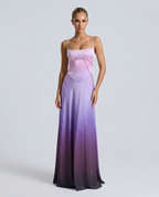 Women's Evening Maxi Dress with Lace-Up Back and Structured Bodice - 10