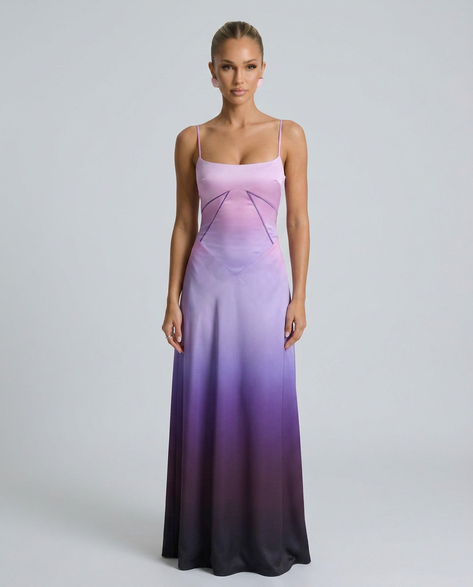 Women's Evening Maxi Dress with Lace-Up Back and Structured Bodice - 9