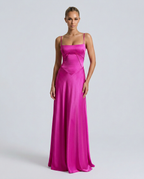 Women's Evening Maxi Dress with Lace-Up Back and Structured Bodice - 13