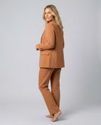 Women's Blazer Set with Straight-Leg Trousers, Tailored Lapel Collar - 17
