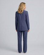 Women's Blazer Set with Straight-Leg Trousers, Tailored Lapel Collar - 13