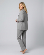 Women's Blazer Set with Straight-Leg Trousers, Tailored Lapel Collar - 8