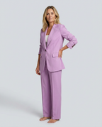 Women's Blazer Set with Straight-Leg Trousers, Tailored Lapel Collar - 5