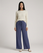 Women's Wide-Leg Trousers with Drawstring Waist - 5