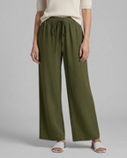 Women's Wide-Leg Trousers with Drawstring Waist - 16