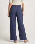 Women's Wide-Leg Trousers with Drawstring Waist - Navy