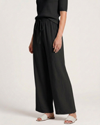 Women's Wide-Leg Trousers with Drawstring Waist - 15