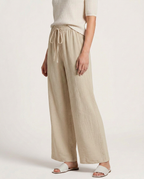 Women's Wide-Leg Trousers with Drawstring Waist - 10