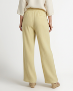 Women's Wide-Leg Trousers with Elastic Waist and Textured Finish - 3