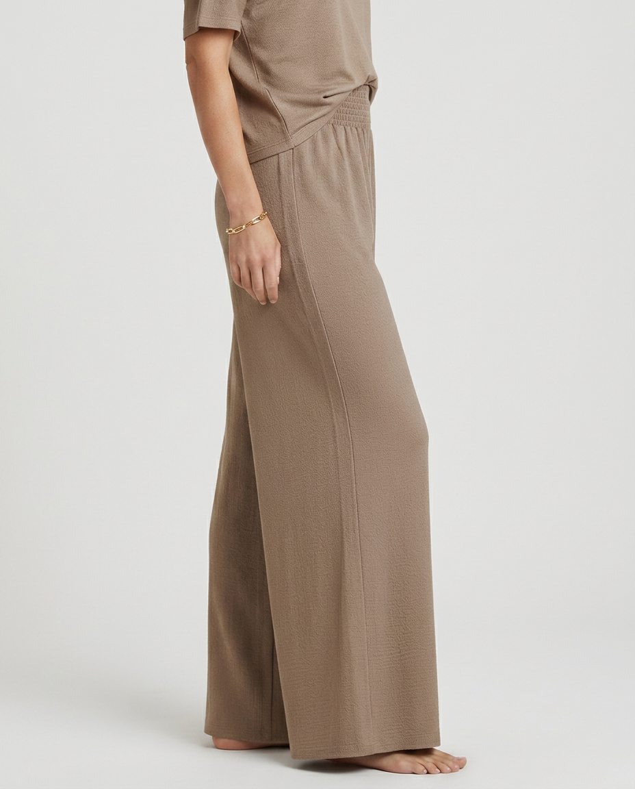 Women's Wide-Leg Trousers with Elastic Waist - 4