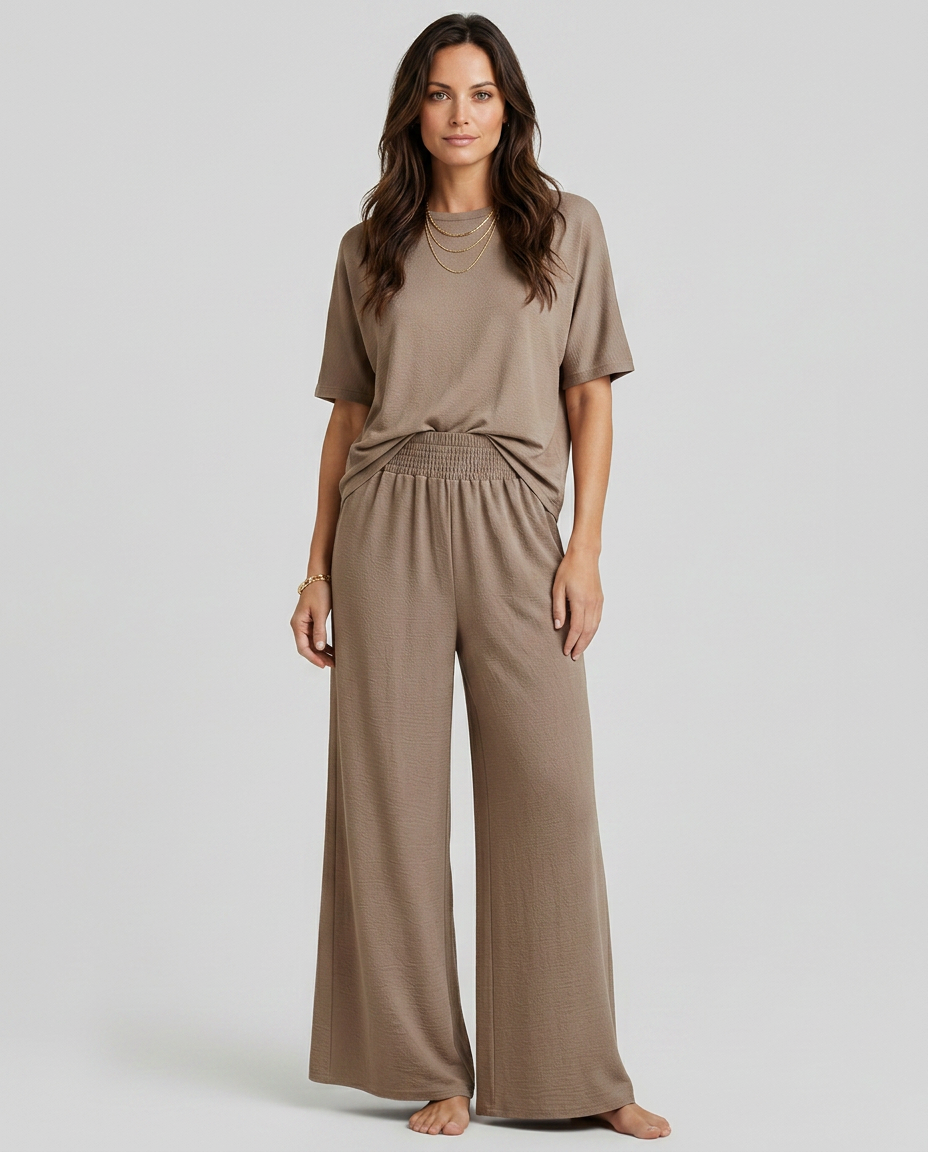 Women's Wide-Leg Trousers with Elastic Waist - 5