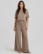 Women's Wide-Leg Trousers with Elastic Waist - 5