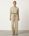 Women's High-Waist Wide-Leg Trousers - Beige