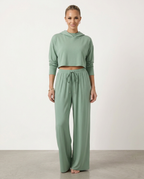 Women's High-Waist Wide-Leg Trousers - Green