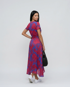 Women's Wrap Maxi Dress with Short Sleeves and V-Neck - 3