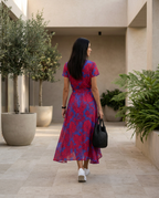 Women's Wrap Maxi Dress with Short Sleeves and V-Neck - 6