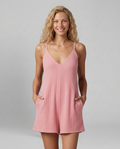 Women's Playsuit V-Neck with Side Pockets - Pink