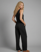 Women's Sleeveless Jumpsuit with V-Neck and Wide-Leg Silhouette - 7