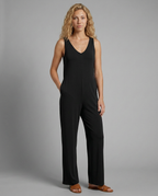 Women's Sleeveless Jumpsuit with V-Neck and Wide-Leg Silhouette - 8