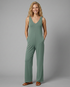 Women's Sleeveless Jumpsuit with V-Neck and Wide-Leg Silhouette - 14