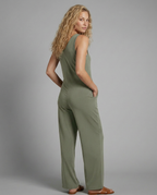 Women's Sleeveless Jumpsuit with V-Neck and Wide-Leg Silhouette - 11