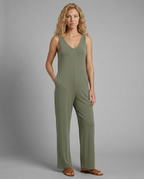 Women's Sleeveless Jumpsuit with V-Neck and Wide-Leg Silhouette - 12