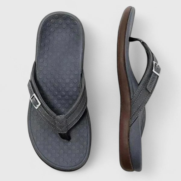 Women's Toe-Post Sandals with Arch Support - Black