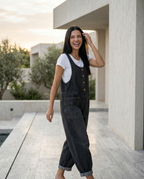 Women's Denim Jumpsuit Sleeveless with Button Front and Tapered Leg - 13