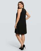 Women's Mini Dress Sleeveless Halter Neck with Embellished Trim and A-line Silhouette - 3