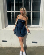 Women's Strapless Mini Dress with Tiered Ruffle Skirt - 7