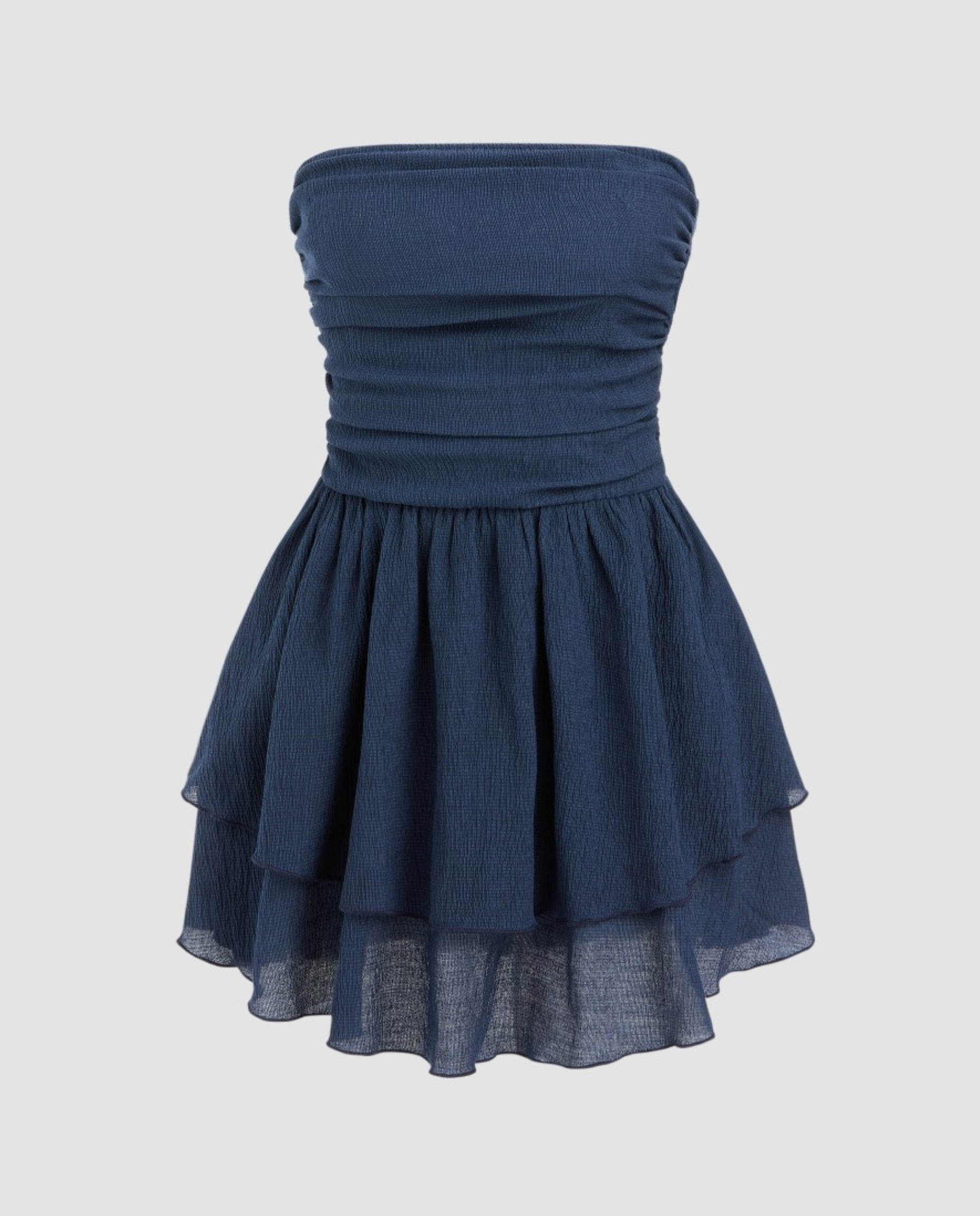 Women's Strapless Mini Dress with Tiered Ruffle Skirt - 8