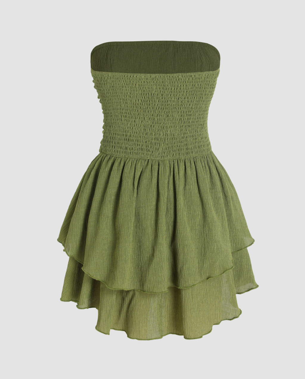 Women's Strapless Mini Dress with Tiered Ruffle Skirt - 14
