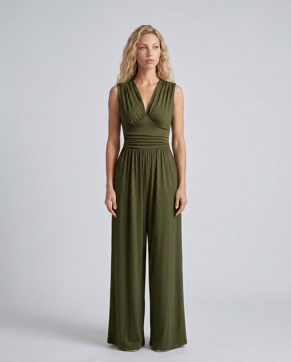 Women's Jumpsuit Sleeveless with Halter Neck and Wide-Leg - 5