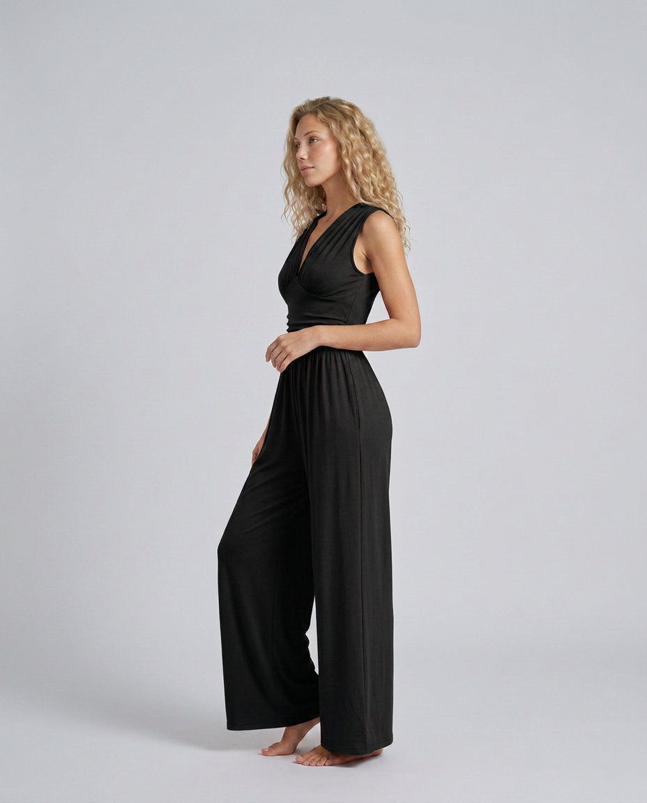 Women's Jumpsuit Sleeveless with Halter Neck and Wide-Leg - 3