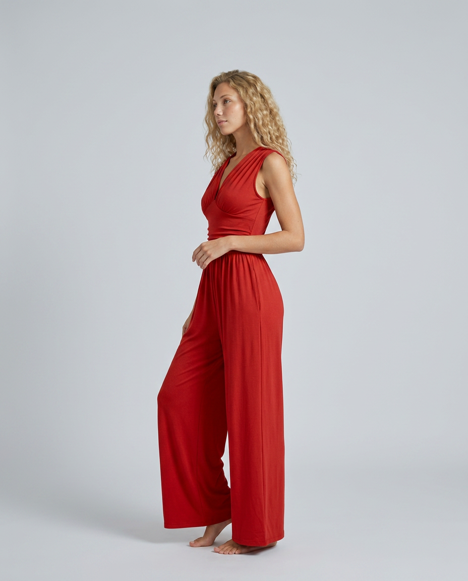 Women's Jumpsuit Sleeveless with Halter Neck and Wide-Leg - 12